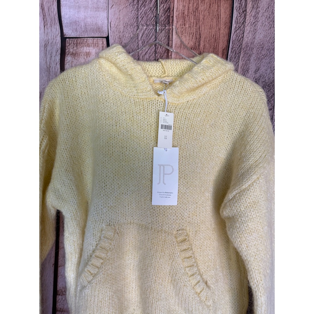 Pilcro Hooded Sweater Chunky Knit Butter Yellow Cozy XS Winter Neutral NWT Flaw - Picture 3 of 11